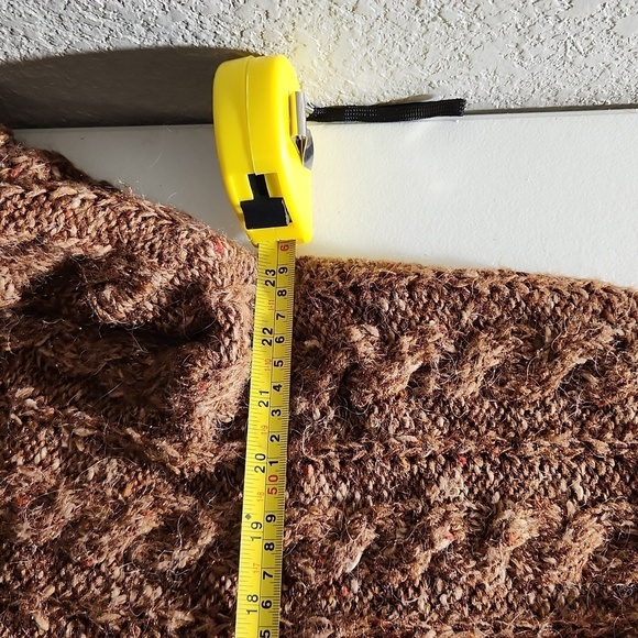 Liz Claiborne Womens Sweater Size L Wool Blend Brown Cable Knit Crew Neck Bibbed - Picture 7 of 8